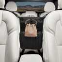 Purse Holder for Car, Car Purse Holder Between Seats, PU Leather Seat Back Organizer, Large Capacity Bag, Car Net Pocket Handbag Holder, Pet Barrier(Black)