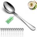 Dinner Spoons Set 12pcs, 7.36" Soup Spoon Berglander Food Grade Stainless Steel Silverware Spoons, Metal Tablespoon for Home, Kitchen or Restaurant Mirror Polished, Dishwasher Safe