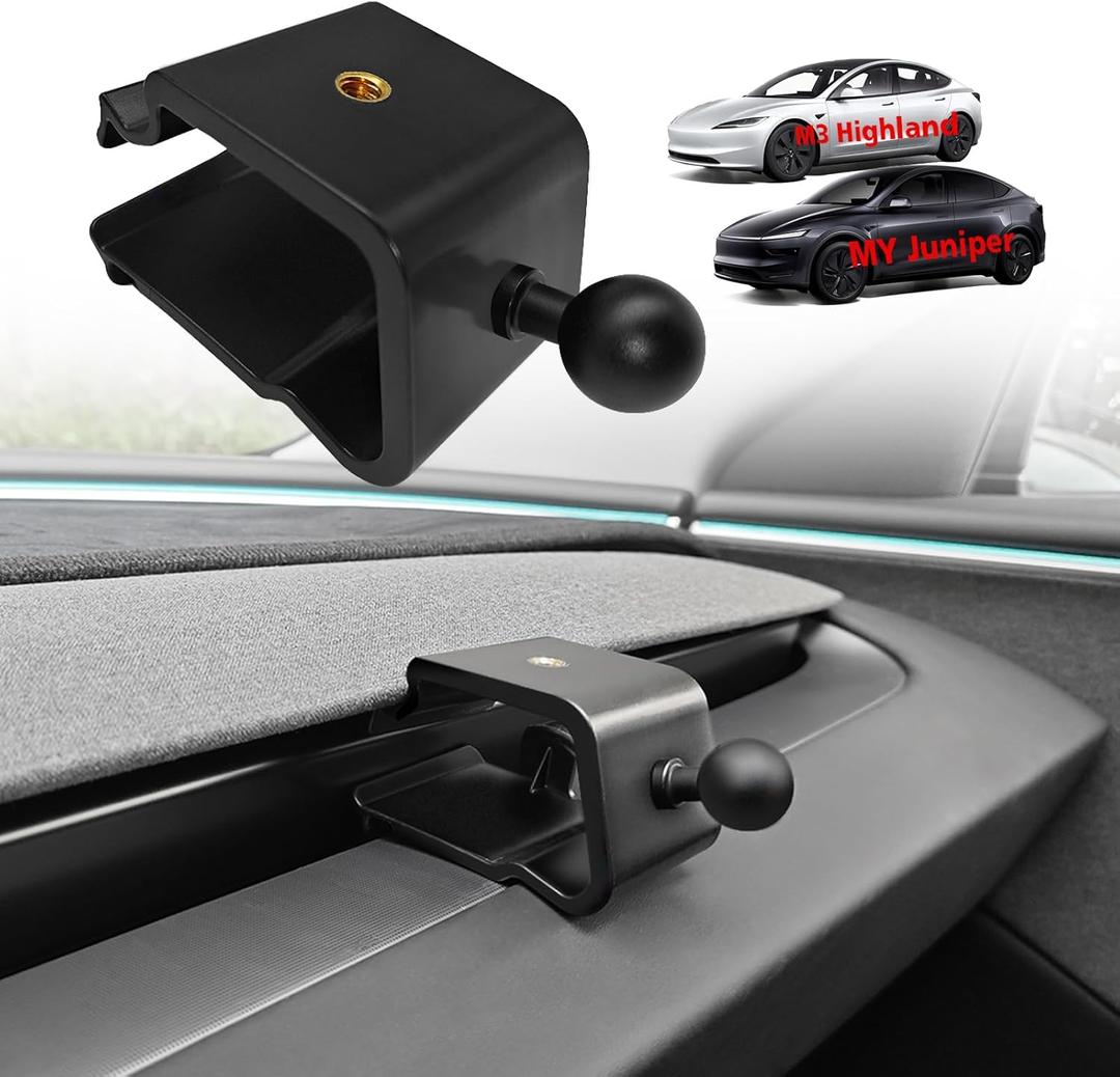 BestEvMod Dashboard Car 1/4 Screw Mount Phone Holder Tablet Mag Safe Compatible with Refreshed Tesla Model Y Juniper Model 3 Highland fits for All Phones & Android 360 (17mm Ball Joint Only)