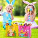 3 x Easter Gift Bags Treat Bags - 16PCS Easter Eggs Hunt Bags with Handle, Reusable Easter Basket Container Non-Woven Easter Gift Bags for Goodies, Easter Bags for Gifts Wrapping, Easter Party Supplies