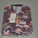 SSLR Pack Hawaiian Shirt for Men Flamingo Short Sleeve Casual Button Down Shirts Summer Beach Shirt (Purple, L)