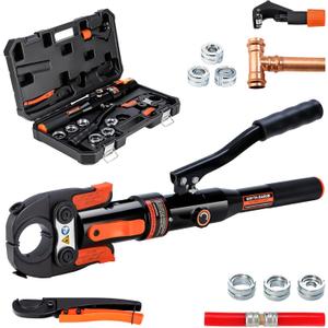 IBOSAD Copper Tube Fittings Hydraulic Pex Pipe Crimping Tools Press Crimper Pressing Pliers for Copper 1/2",3/4" and 1" and F877 Stainless PEX Press Sleeves 1/2",3/4" and 1",Suit for Tee Fitting
