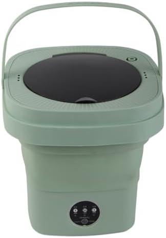 Foldable Washing Machine,6.5L Portable Travel Folding Washing Bucket Mini Underwear Baby Clothes Small Items Washer with Spin Dryer for Apartments Dormitory Hotels(Green)
