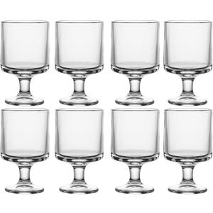 Transparent Vintage Goblet Glasses of 8, Mixed Drink Tumblers, 7.7 oz  Glasses Drinking Tumbler Glassware for Iced Tea, Beer, Juice, Cocktail, Whiskey