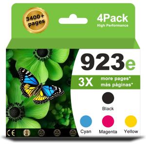 923e 923xl Ink Cartridge Black and color Combo Pack Compatible for HP 923 e for HP923 XL Printer for OfficeJet Pro 8120 8122e 8125e 8130 8135e 8138e 8139e Printers; Black/Cyan/Magenta/Yellow (4-Pack)