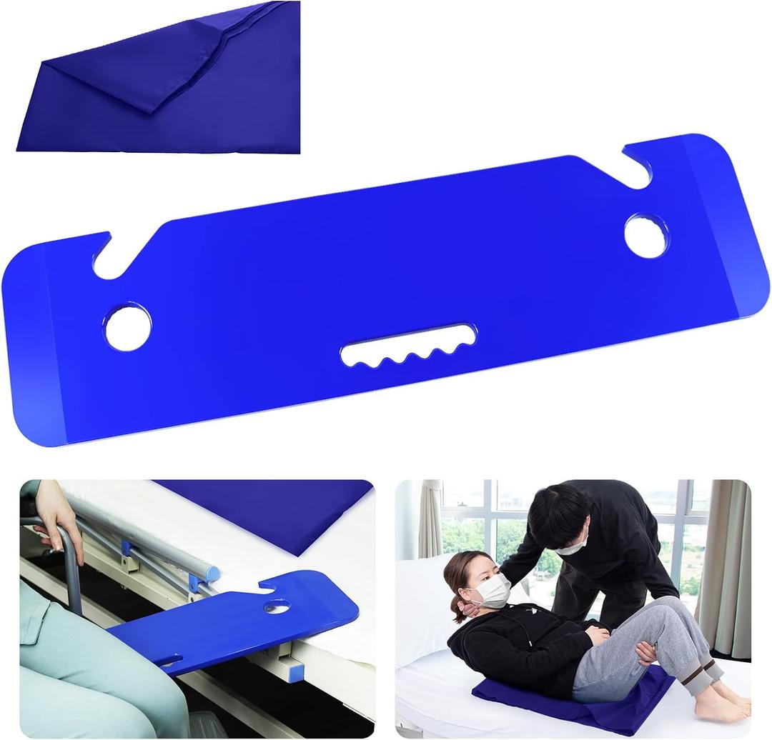 YHK Transfer Board and Slide Board, Plastic Slide Board for Transferring, Slide Assist Device for Seniors Transfer to Wheelchair, Bed, Toilet, Car, Hold up to 440 lbs, Slide Sheet 16"x24", Blue