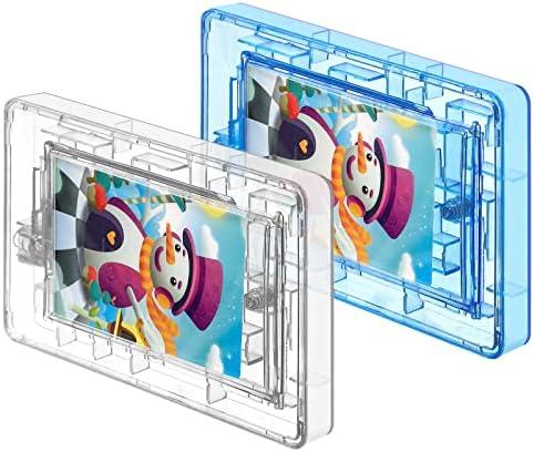 HyDren 1-Piece Plastic Maze Puzzle Card Holder, Transparent & Blue, Money Maze Box for Cash, Interesting Game for Teens, Birthdays Party Favors