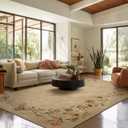 9x12 Area Rugs for Living Room: Washable Bedroom Rug Non Slip Floral Carpet