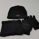 3 Pieces Winter Beanie Hat Scarf Touch Screen Gloves Set Thick Warm Knit Skull Cap Fleece Lined Scarves Gifts for Women