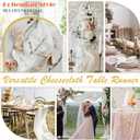 White Cheesecloth Table Runner 2 Pack 35" Boho Gauze 120 inches Long Runner Rustic Sheer Cheese Cloth Fabric Bulk for Baby Shower Wedding Bridal Birthday Party Decorations