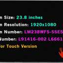 23.8" LCD Screen Replacement LM238WF5-SSE5 for HP 24-dp0014 24-dp1280 24-dp0124 24-dp0161 24-dp0224 24-dp0140z 24-dp0158qe 24-dp0160 24-dp0180 LM238WF5 SS E5 Touch Display Panel 1920x1080 FHD