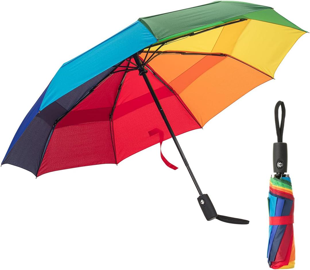 Mr. Pen Rainbow Ray Travel Umbrella, Windproof, Automatic, Compact, 42 Inch Canopy, Fiberglass Shaft, Aluminum Frame