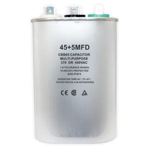 45+5 uF CBB65 Oval Dual Run Circular Start Capacitor, 45/5 MFD 5% 370V/440VAC Combination Capacitor for Compressor AC Motor Run Fan Start Condenser Straight Cool Heat