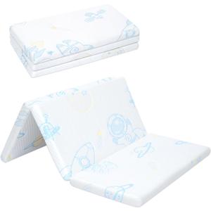 Pack and Play Mattress PadTrifold Portable Crib Pack N Play Mattresses,38 * 26" Inch Jacquard Playpen Mattress for Travel Soft Breathable Play Yard Mattress with Washable Cover
