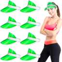 Tarpop 8 Pack Poker Visors Bulk Plastic Bingo Hat Dealer Casino Visors Clear Beach Sunhat for Women Party Outdoor (Green)