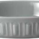 Fun Elements Shallow Dog Bowls, 8" Ceramic Dog Food Plate for Small and Medium Breeds, Non-Slip, Flat and Wide, Dishwasher Safe, Suitable for Puppies and Kittens (Grey)
