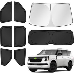 Sunshades for 2025 2026 Nissan Armada Accessories Windshield Sun Shade Side Rear Window Shade Cover Sun Visor Shield Privacy Protection for Camping Keep Vehicle Cool Black, 8PCS