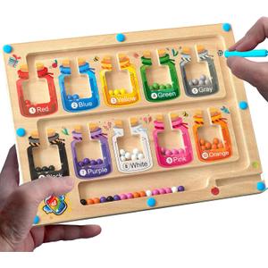 Alzheimers Products for Elderly, Dementia Activities for Seniors, Memory Care Magnetic Color & Number Matching Games for People with Parkinsons, Fidget Toys Sensory Cognitive Gift Maze Board