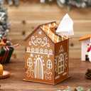 Geiserailie Christmas Gingerbread House Tissue Box Cover 9"x6"x6" Wooden Farmhouse Tissue Holder Decor Rustic Vintage DIY Waterproof Napkin Organizer Holder for Bedroom Dresser Night Stand Office