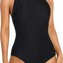 ATTRACO Workout Swimsuits for Women Training Sport Swimwear Ladies Athletic Swimsuits Black M