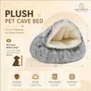ShinHye Cat Bed Round Plush Fluffy Hooded Cat Bed Cave, Cozy for Indoor Cats or Small Dog beds, Soothing Pet Beds Doughnut Calm Anti-nxiety Dog Bed - Waterproof Bottom Washable (20×20inch, Grey)