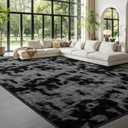 Large Area Rugs for Living Room Bedroom, 5 x 8 Ft Non-Slip Tie-Dyed Modern Area Rug, Soft Thickened Memory Foam Rug, Minimalist Indoor Carpet for Boys Girls Room Nursery Dorm Home Decor, Dark Grey