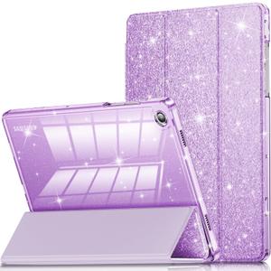 INFILAND Case for Samsung Galaxy Tab A11+Plus/A9+ Plus 11 inch Case (2023/2025), Glitter Tablet Protective Cover with Sparkly Clear Back for Girls Kids (Purple, Galaxy Tab A11 Plus)