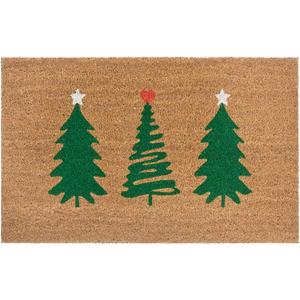 Hanse Home Coconut Doormat Christmas for Indoor Use - Dirt Trapper Mat Natural Coconut Mat Christmas Tree Green Doormat Non-Slip for Hallway, Entrance Area - 45 x 75 cm