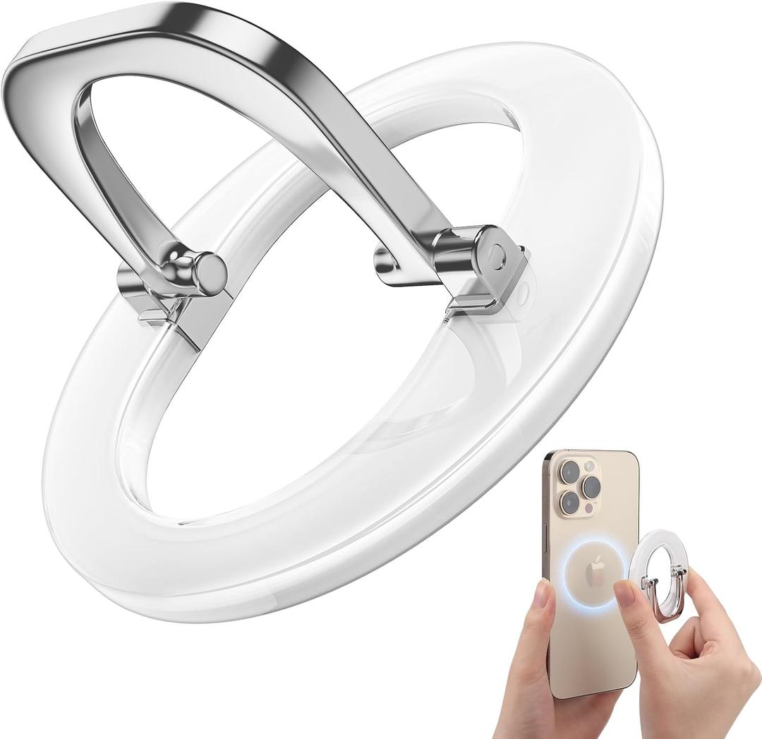 SUPERONE for MagSafe Phone Grip Ring Holder Stand, [2025 Super Magnet] Adjustable Magnetic Finger Ring Grip Kickstand for iPhone 17/16/15/14/13/12 Series, MagSafe Case Accessories (White)