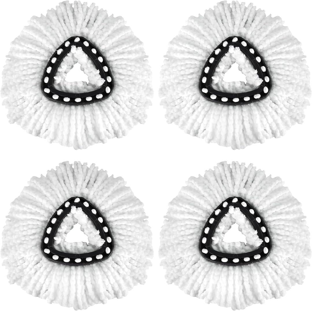 Qulable 4 Pack EasyWring Spin Mop Refill Replacement Heads - Microfiber, Compatible with Triangle Spin Mop, Multi-Surface Cleaning