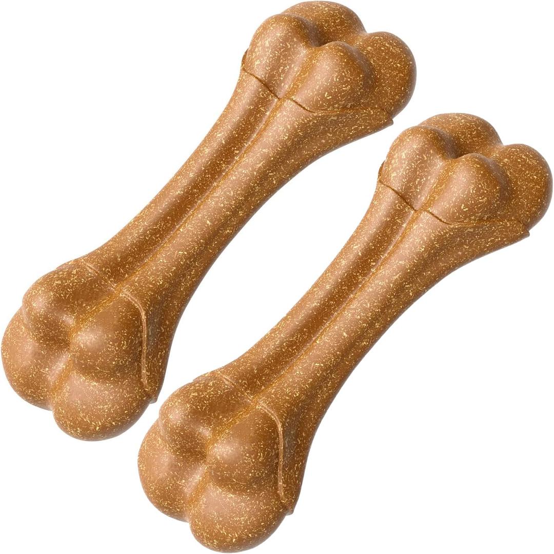 SCHITEC Dog Bone Chew Toys for Medium & Large Dogs, Beef Flavor Teething Toy, Durable Dog Toys for Aggressive Chewers, Teeth Cleaning, 2Pcs