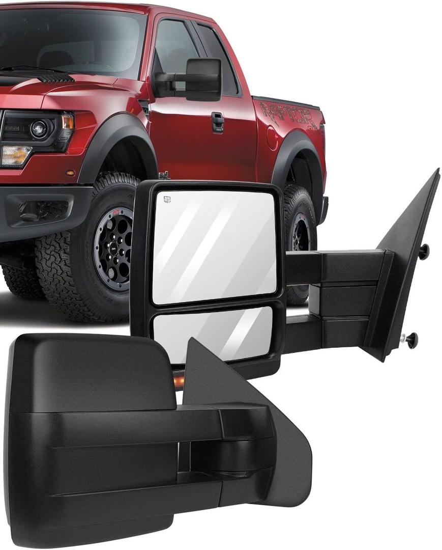 ECCPP Side Mirrors Replacement Fit 2004 2005 2006 for Ford Truck Driver Passenger Side Mirror Power Heated Turn Signal Light Towing Mirrors Pair