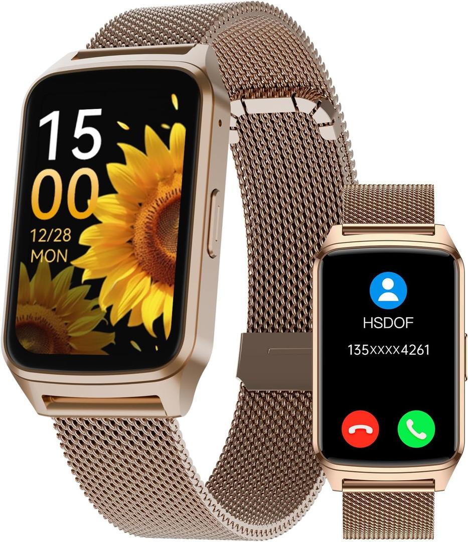 Smart Fitness Watch for Women, Activity Tracker, Calorie Step Counter Pedometer IP68 Waterproof for Android and iPhone (Golden, 1.57)