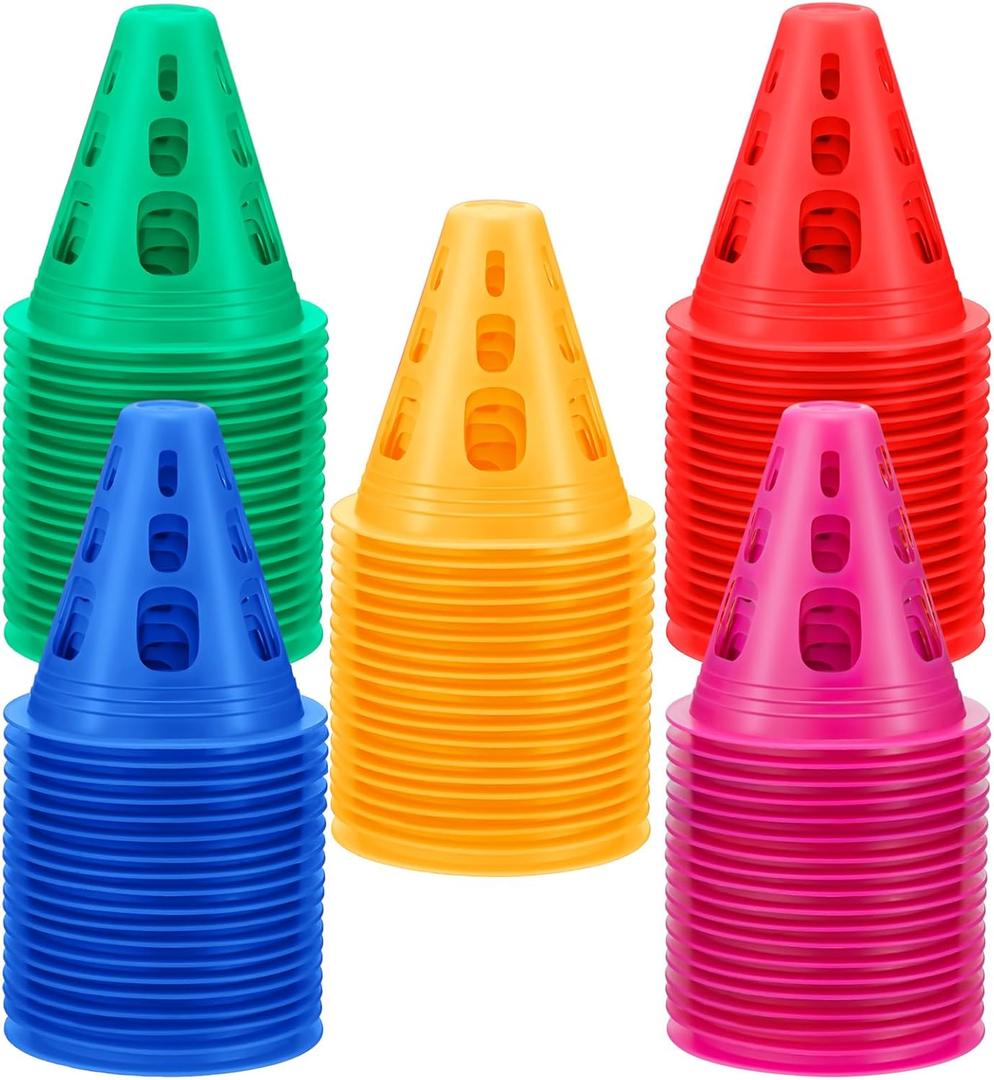 Wettarn 200 Pack 3.35'' Mini Cones for Classroom Agility Mini Sports Cones Training Soccer Tools for Kids Outdoor Indoor Roller Skating Obstacle Course Basketball Practice (Cute Color)