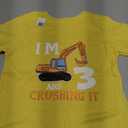 Kids Three 3yr 3th Birthday Digger Boy Construction 3 Years Old T-Shirt, 4T