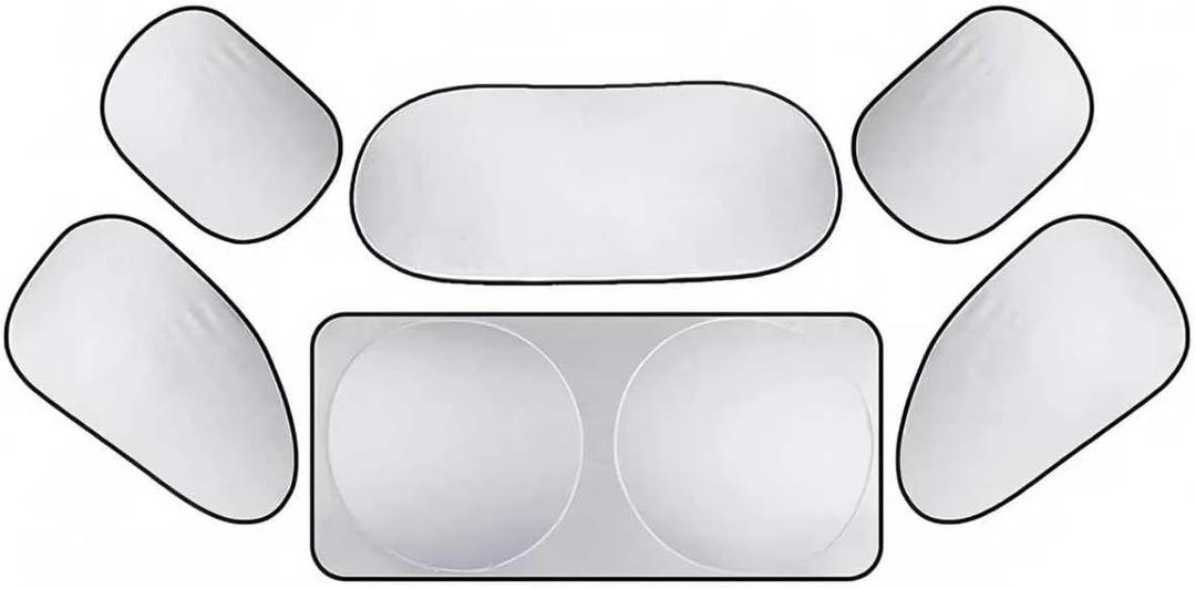 6PCS Reflective Car Windshield Sunshade Kit, Foldable Magnetic Side Window Shade with Storage Bag, Silver Coated UV Protection Heat Shield, Universal Auto Privacy Cover for Baby Camping Napping