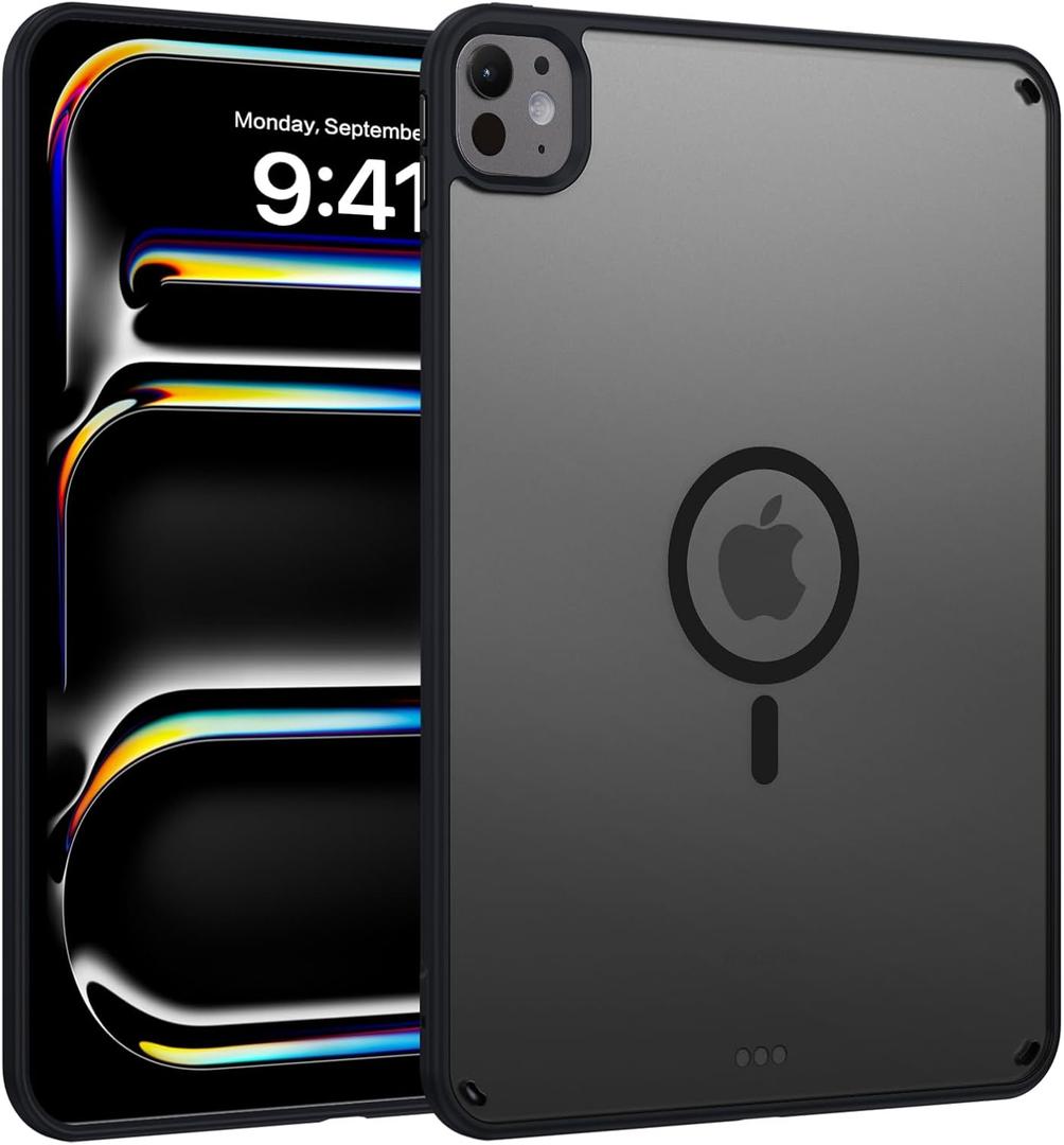 BENTOBEN Magnetic for iPad Pro 11 Inch Case (M5/M4) 2025/2024, Translucent Matte Back Slim Soft TPU Bumper Lightweight Shockproof Protective Women Girls Boys Tablet Case Cover, Black
