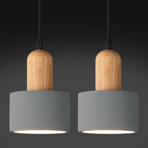 Modern Cement Pendant Lights Grey Chandelier Wooden Ceiling Lamps for Kitchen Island Bedroom Dining Room Living Room bar2 Pack (Gray)