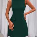 PRETTYGARDEN Womens Sleeveless Summer Dresses 2026 Formal Boat Neck Bodycon Elegant A Line Business Work Office Mini Dress (Green, XXL)