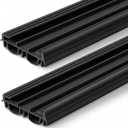 Pushglossy 2 Pcs 36" Slide on Door Sweep 1-3/4" Wide Vinyl Weatherstrip Seal for Exterior Doors, Energy Efficient Draft Stopper, Easy Slide in Installation, Blocks Dust/Insects/Noise (Black)