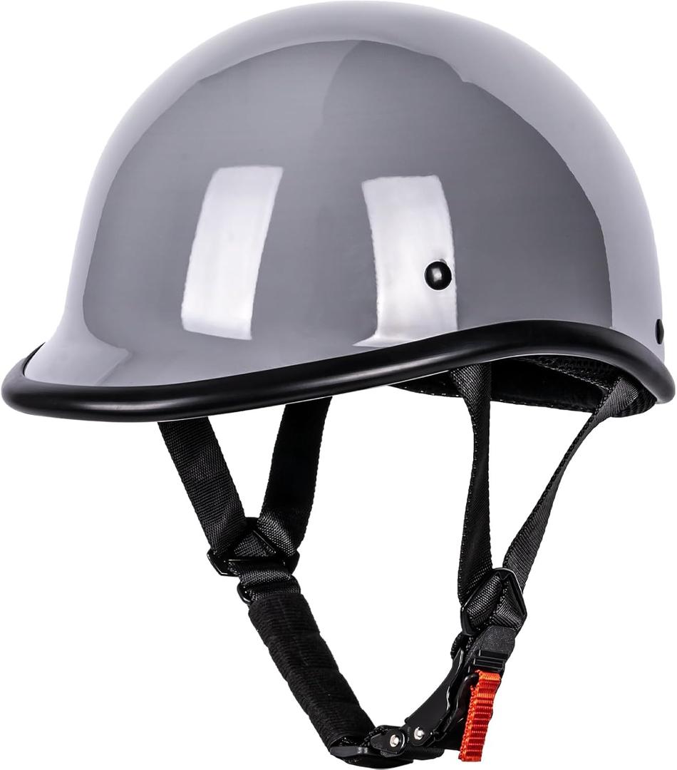 Yesmotor Half Helmet Polo Cap Half Shell Open Face Motorcycle Helmet - DOT Approved(Gray,Small)