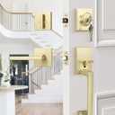 Goldenwarm Front Door Handle and Deadbolt Set, Gold Front Door Lock Set with Reversible Handle Lever, Single Cylinder Front Door Handles and Locks