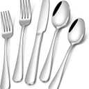 PHILIPALA 20 Piece Silverware Set, Stainless Steel Flatware Set for 4 Food Grade Cutlery Utensil Set Include Knife Fork Spoon Mirror Polished Dishwasher Safe
