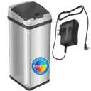 iTouchless 13 Gallon Sensor Kitchen Trash Can with Lid and AC Adapter, Odor Filter, Platinum Limited Edition Garbage Bin Trashcan for Home Office Office Bedroom Living Room Garage Slim Waste Basket