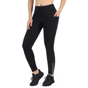 Women's Thermal Fleece Cycling Pants Padded Cold Weather Compression Bike Tights (Thermal Black Line) S