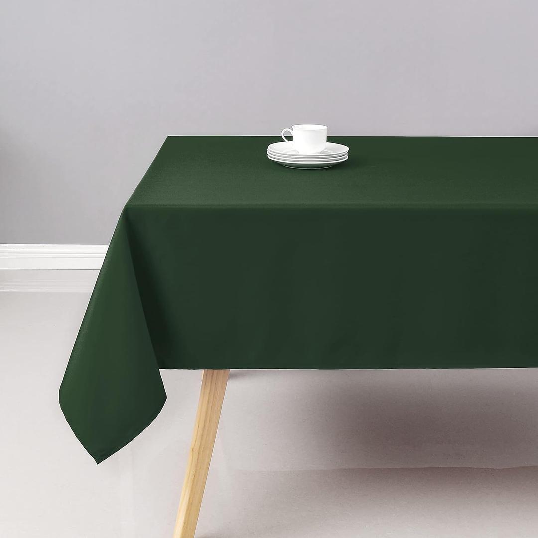 Wewoch Hunter Green Rectangle Tablecloth Wrinkle Resistant Washable Fabric Table Cloth for Dining, Kitchen, Parties, Weddings and Outdoor Use 60 Inch by 84 Inch
