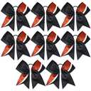 8 PCS Large Glitter Cheer Bows 8" Hair Bows Sparkly Cheerleading Softball Team Bow Hair Ponytail Holder Accessories for cheerleaders football Competition Sports- Black Red White