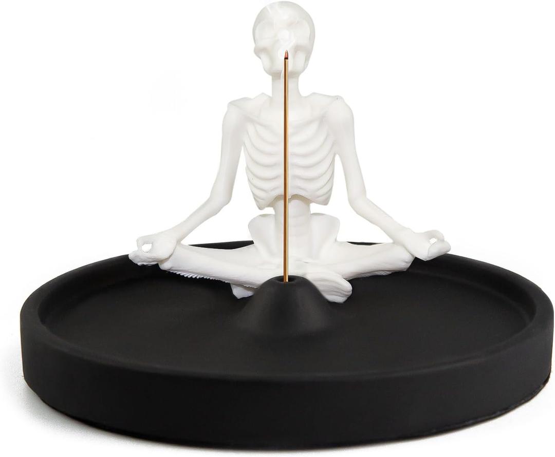 2 x Meditating Skeleton Incense Stick Holder, Incense Holder for Sticks Ash Catcher Incense Holder for Yoga Spa Meditation Home Decor