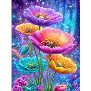 2 x 5D Colorful Flowers Diamond Painting Kits, Full Round Diamond Art Kits for Adults Tornado Diamond Dots Paint by Numbers Kits 30x40