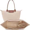 Felt Purse Organizer Insert for Longchamp Le Pliage L Handbag Insert (Large, Beige)